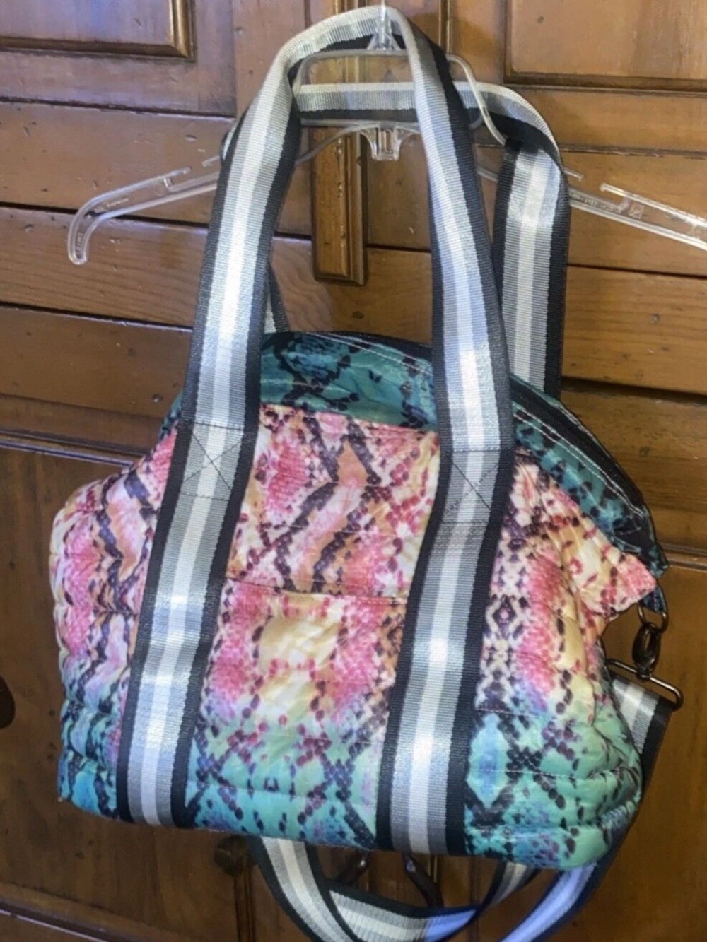 THINK ROYLN Junior Wingman Tote-Multicolored Python Snake-Weekend-Gym-Travel Bag